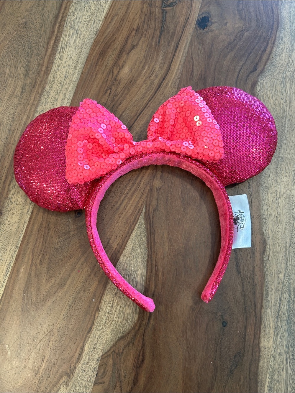 Disney Pink Sequin Minnie Ear Headband with Bow